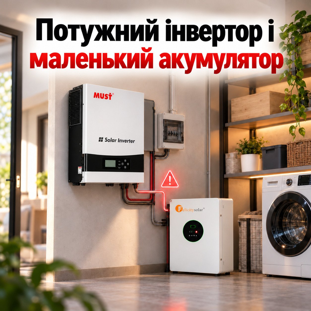 Потужний інвертор і маленький акумулятор: чому система не тягне очікуване навантаження?