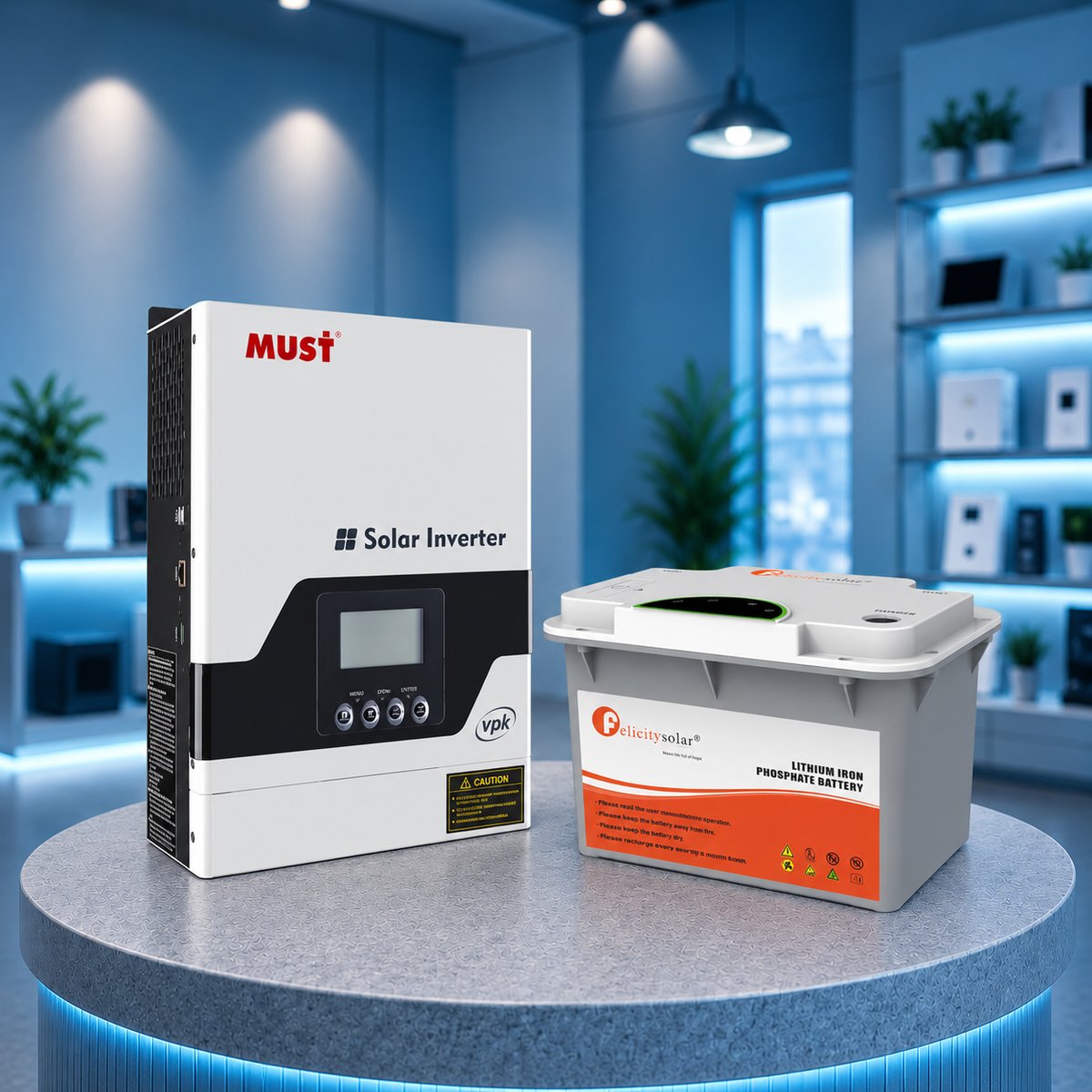 Комплект автономного енергоживлення: Must PV18-1012VPK, 12 В, 1000 Вт+ Felicity FLA12100PG2 12.8V 100Ah