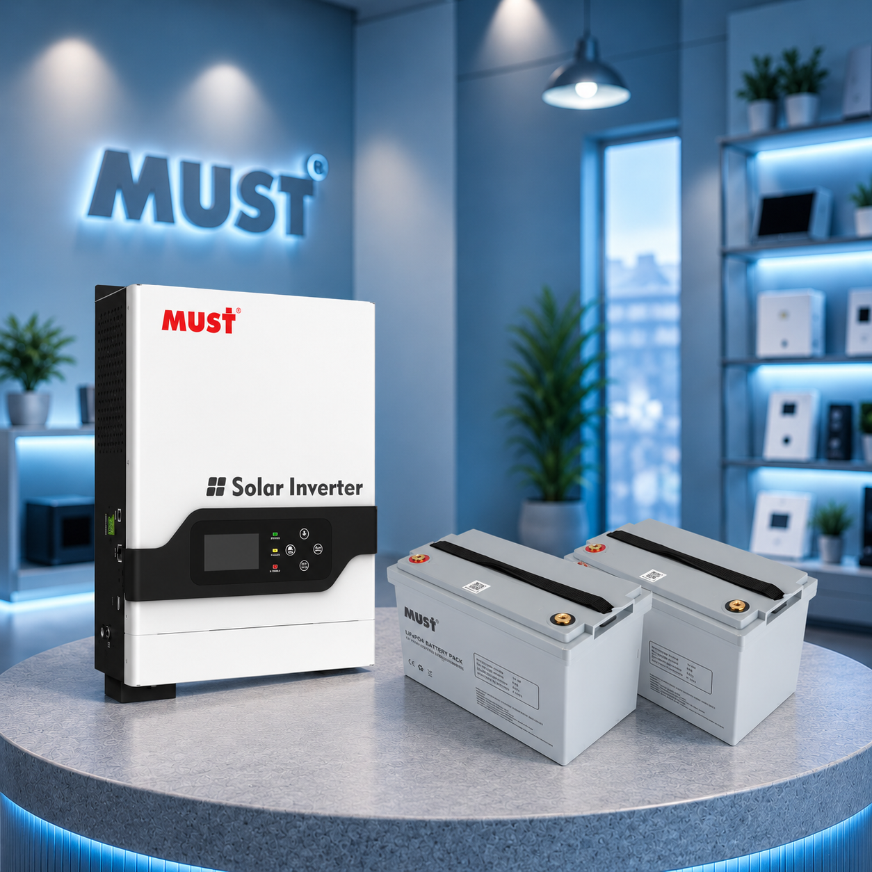 Комплект автономного энергопитания: Must PV18-3224VPM II 24V 3.2kW + 2 шт. MUST LP15-12100, 12.8V 100Ah