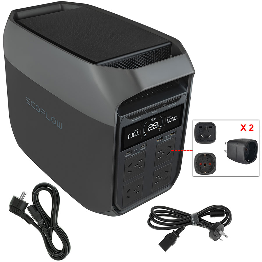 Зарядна станція ECOFLOW DELTA 3 1024Wh 1800W (китайські розетки, з перехідниками)