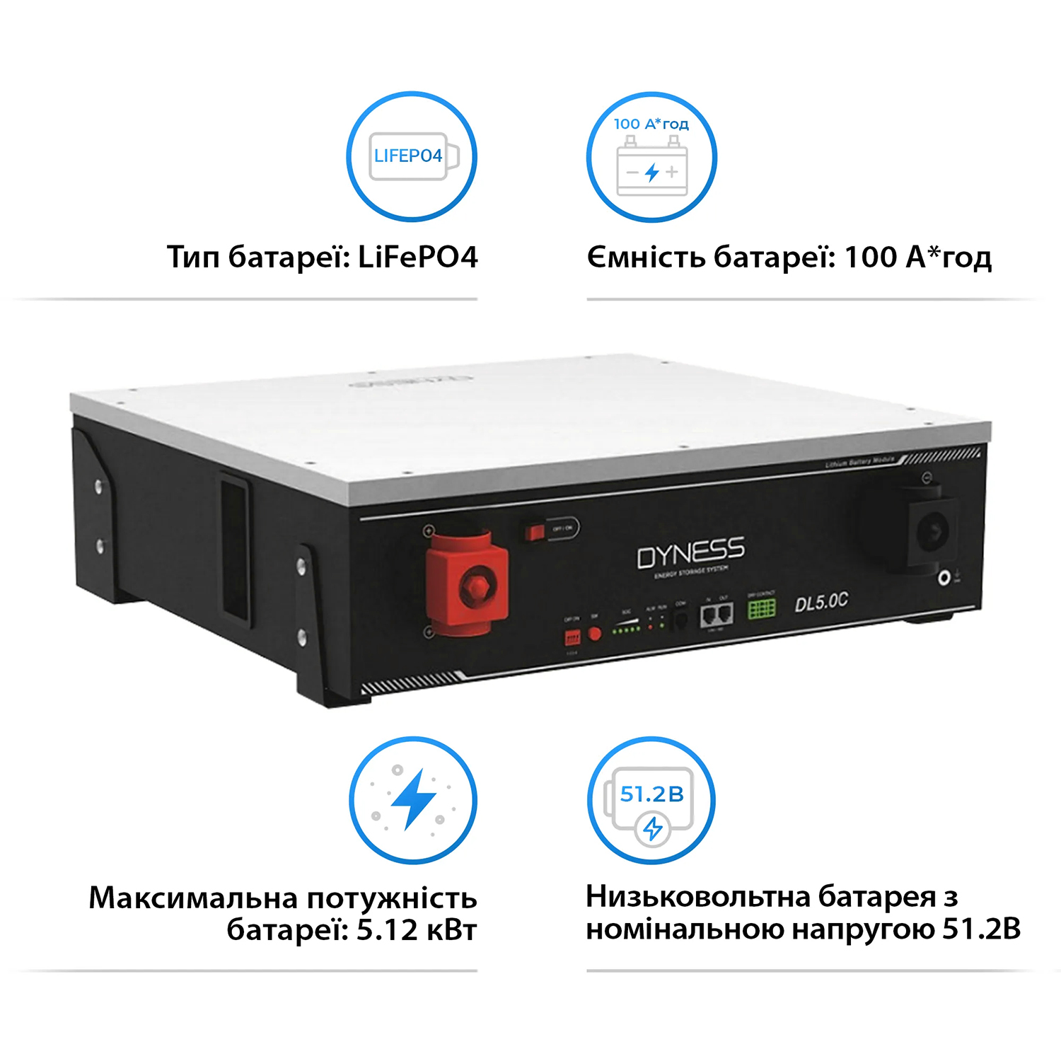 Акумуляторна батарея DL5.0C 51.2V 100Ah LiFePO4 V